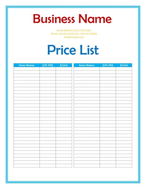Pricelist .